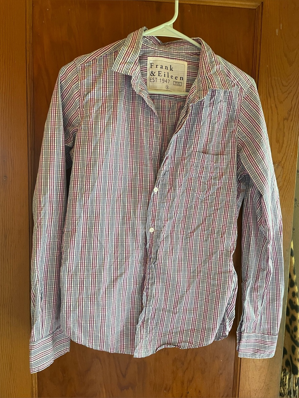 Frank & Eileen Women’s Navy and Purple Stripe Button-Up Shirt - size small